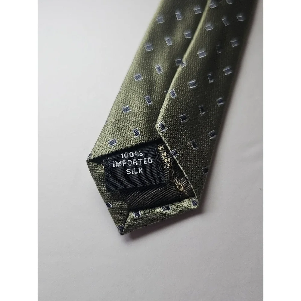 Calvin Klein Silk Tie Woven Green Geometric‎ 100% Skill